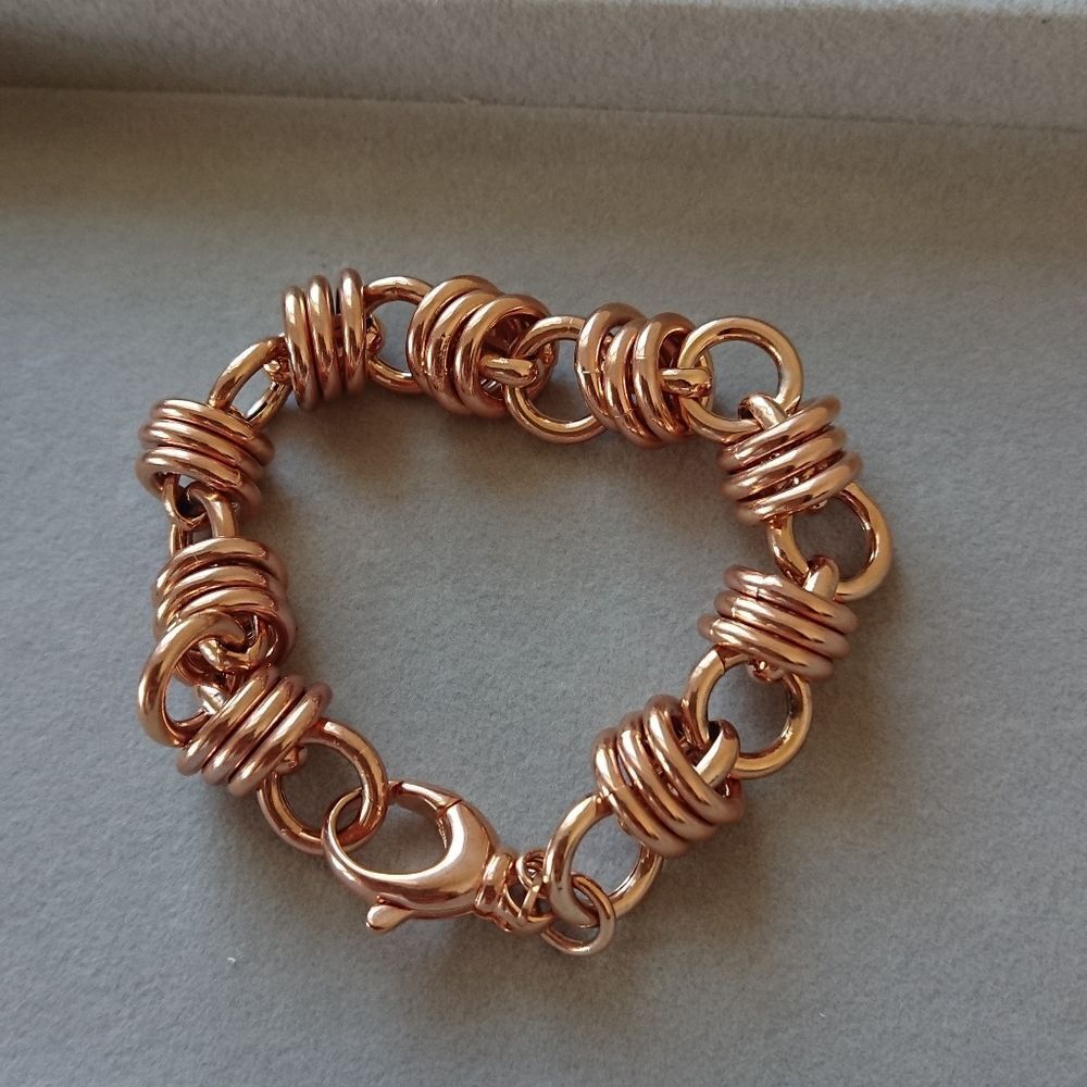 Bronze Milor Italy Rose Gold Tone Multi-circle Bracelet - Picture 2 of 7
